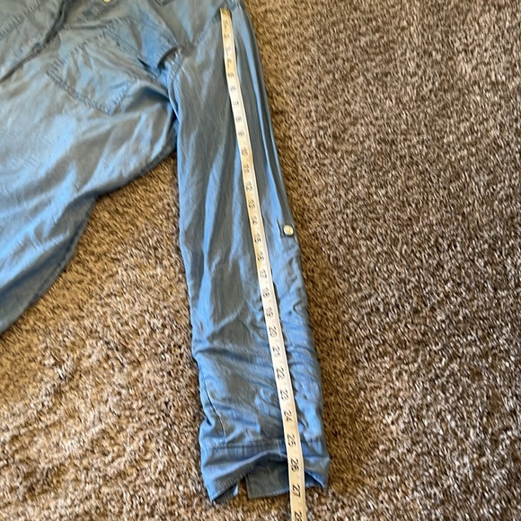 SO Ladies Blue Chambray Roll Up Long Sleeve Shirt Dress GUC Size XL Soft & Light - Picture 7 of 8